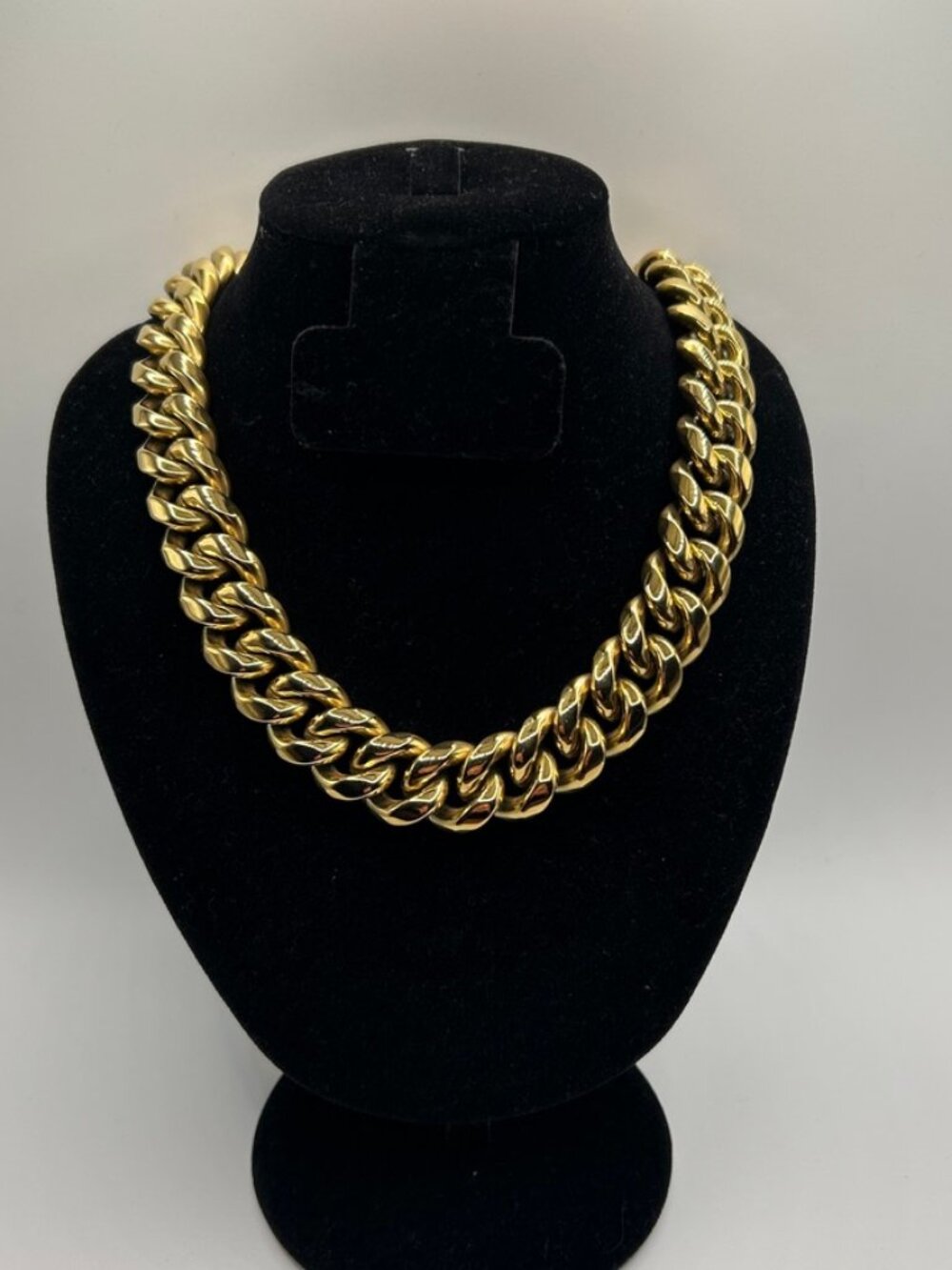 Real Gold 18mm Cuban Chain Stainless Steel Plated Mens Durable Waterproof 20in